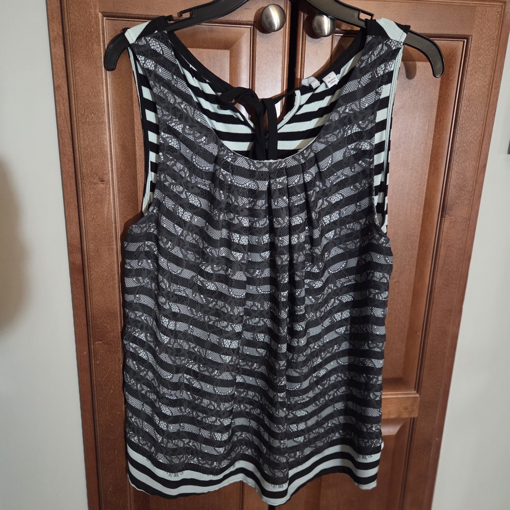 Elle Black and Mint Striped Tank Top